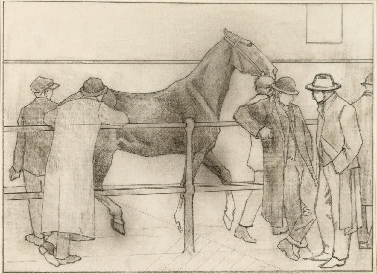 Hästhandlare, ca 1918 (krita på papper) av Robert Polhill Bevan