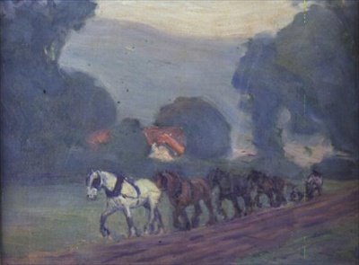 Fyrahästslaget, ca 1906 av Robert Polhill Bevan