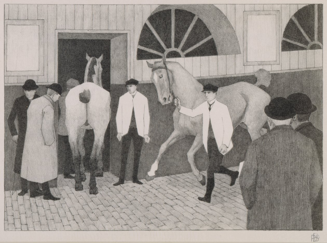 The Horse Mart. c.1918 (svart krita på papper) av Robert Polhill Bevan