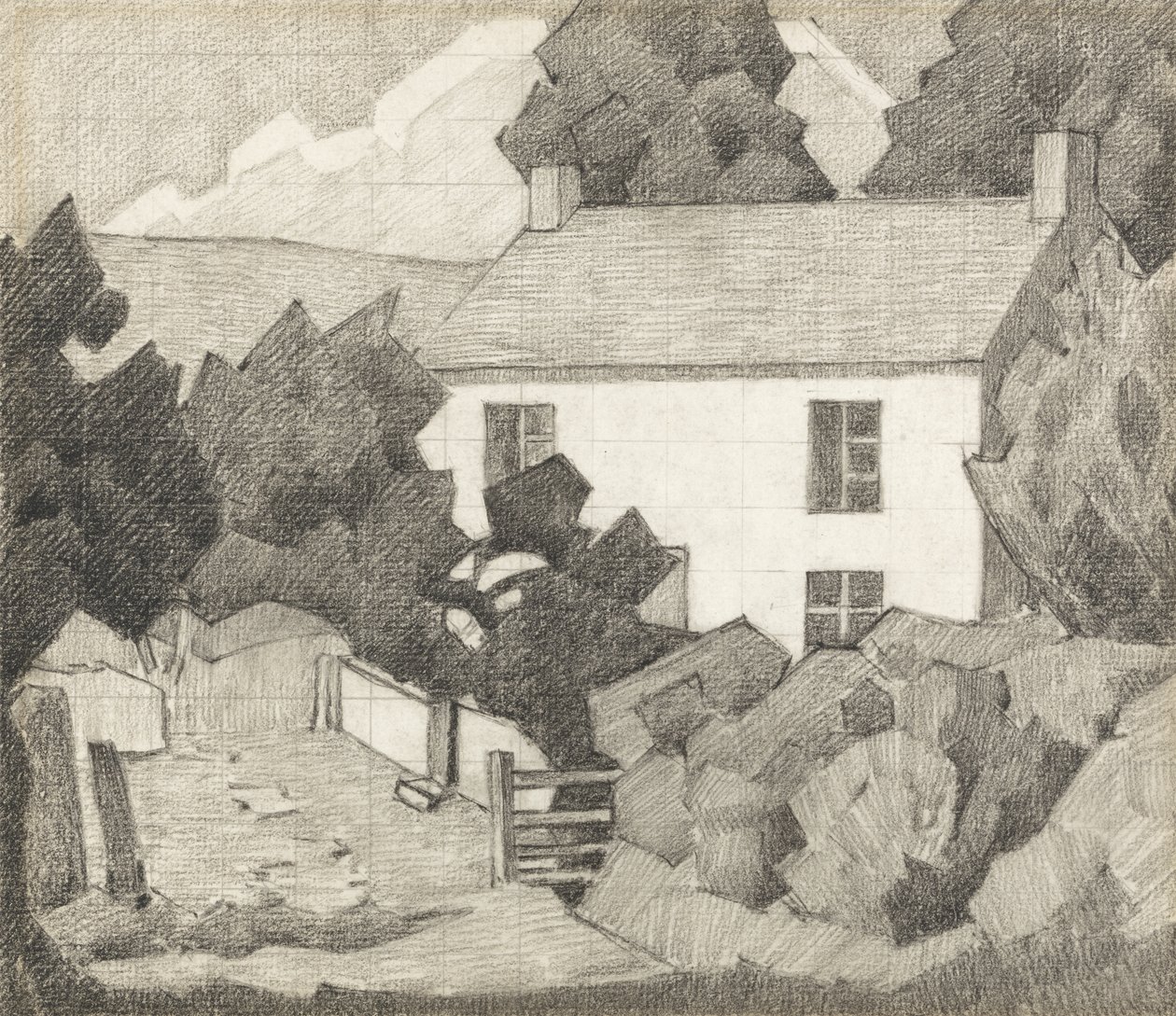 Vita huset, ca 1920 (grafit på papper) av Robert Polhill Bevan