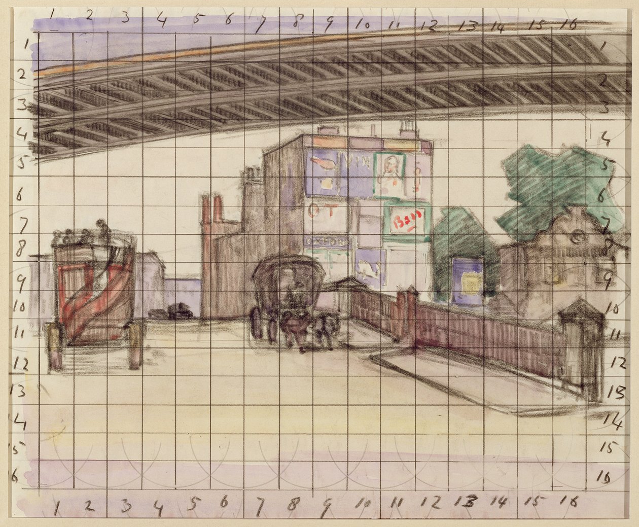 Två broar, 1912-13 (krita och wc på papper) av Robert Polhill Bevan