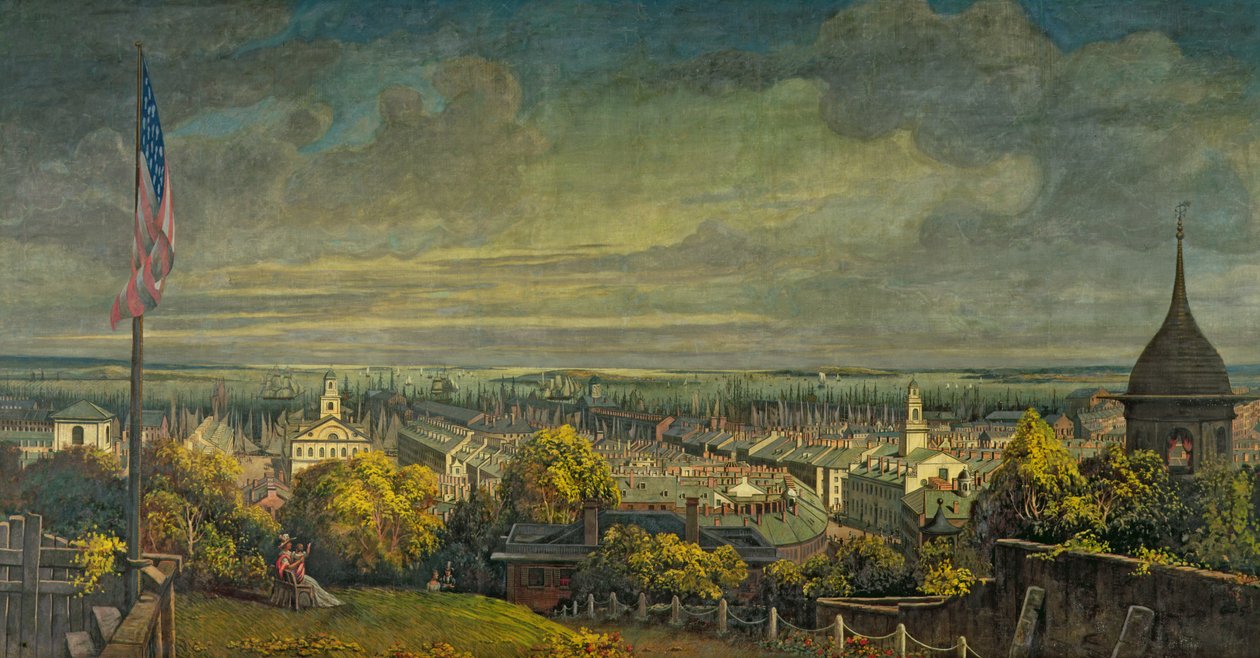 Boston Harbor från Mr. Greenes House, Pemberton Hill, 1829 (tempera på duk) av Robert Salmon