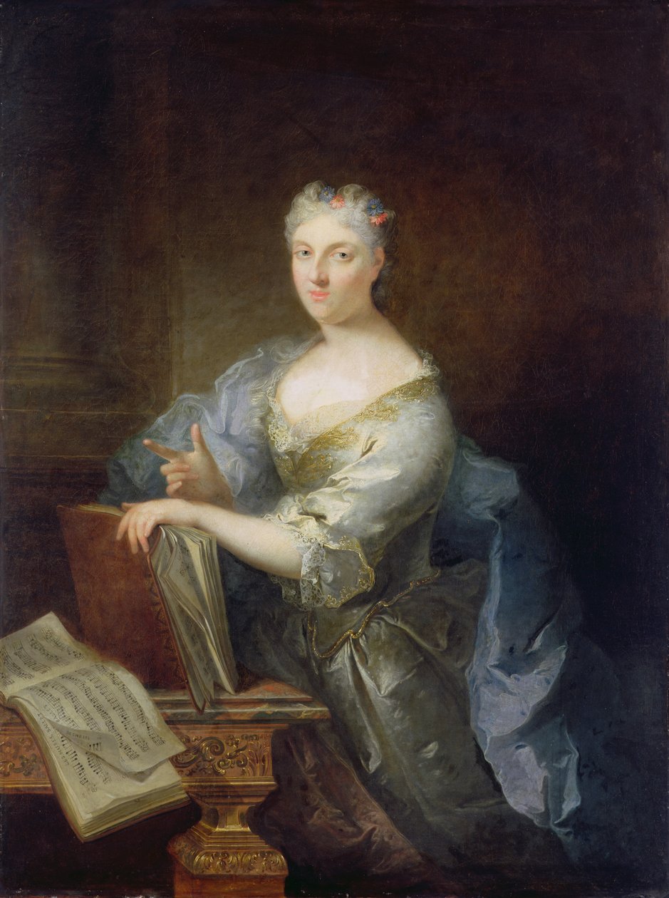 Porträtt av sångerskan Marie-Louise Desmatins (1670-1708) av Robert Tournieres