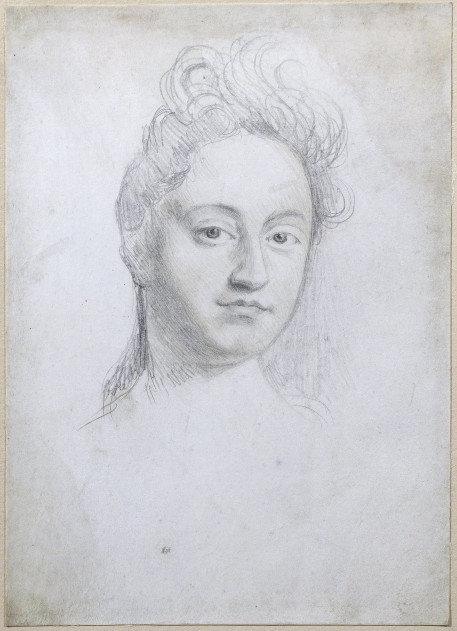 Porträtt av Sarah Churchill, hertiginna av Marlborough (1660-1744) (blyerts på pergament) av Robert White