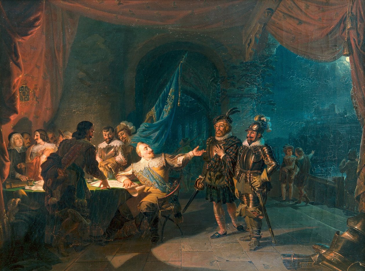 Gustav II Adolf har en krigsförhandling i Würtzburg av Robert Wilhelm Ekman
