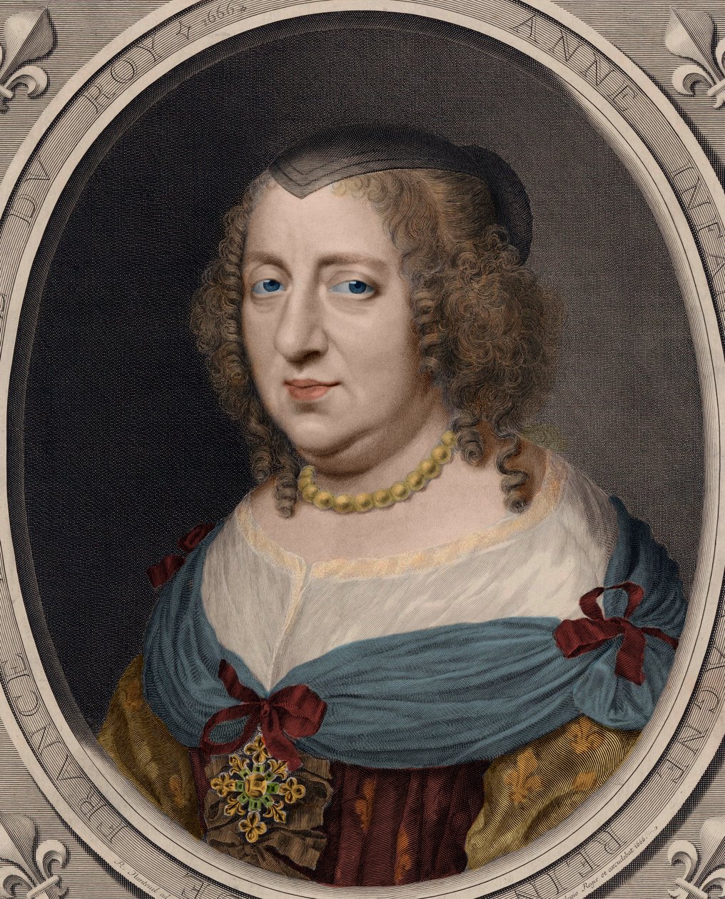 Porträtt av Anne av Österrike (1601-1066). av Robert after Nanteuil