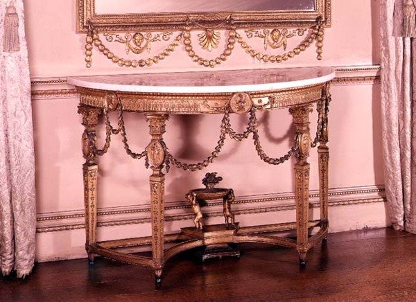 Sidobord med scagliola-skiva, designat av Adam, c.1755 (scagliola) av Robert Adamson