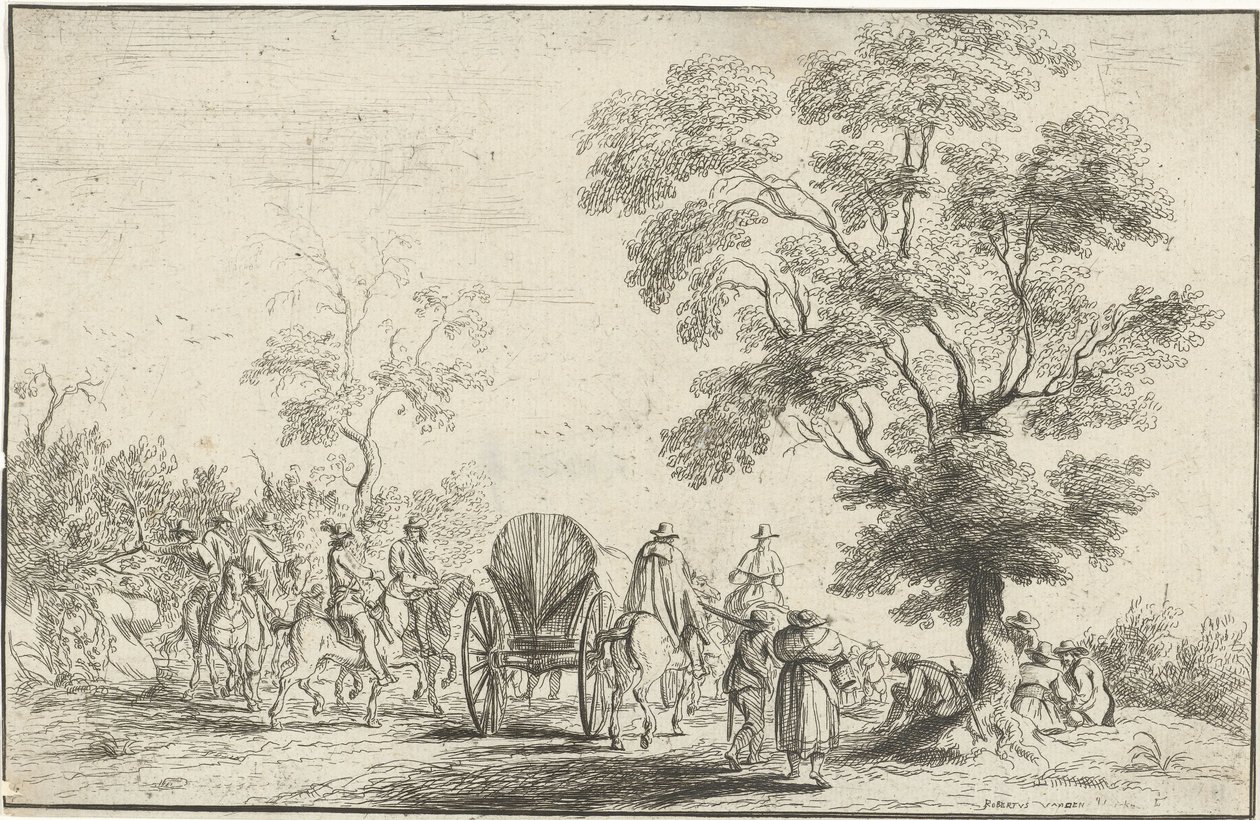 Vagn eskorterad av ryttare av Robert van den Hoecke