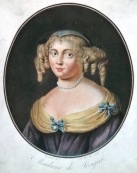 Porträtt av Madame de Sevigne (litho i färg) av Robert (after) Nanteuil