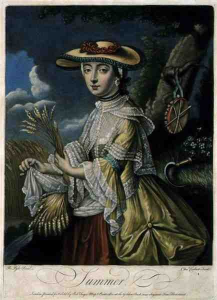 Sommar, graverad av C. Corbutt (Richard Purcell) (fl.1746-66), pub. av Robert Sayer, ca 1760 (mezzotintgravyr) (se även 125559-60 och 125562) av Robert (after) Pyle