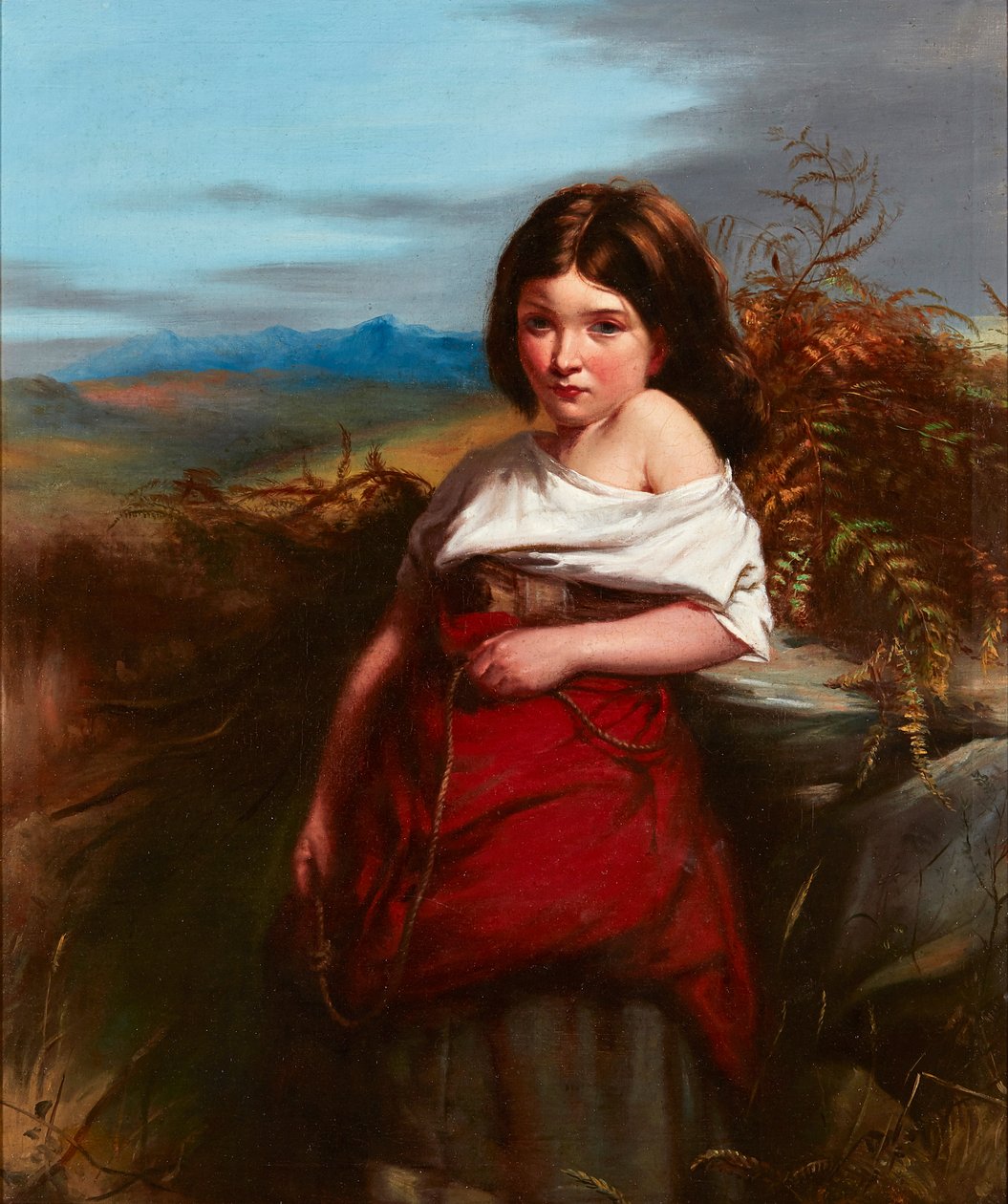 A Fern Gatherer (olja på duk) av Robert (follower of) Herdman