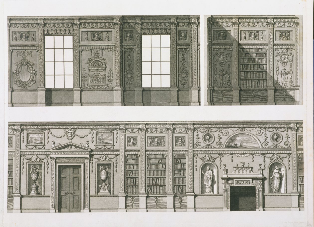 Förhöjning av biblioteket vid Syon House, c.1760-69 av Robert Adam