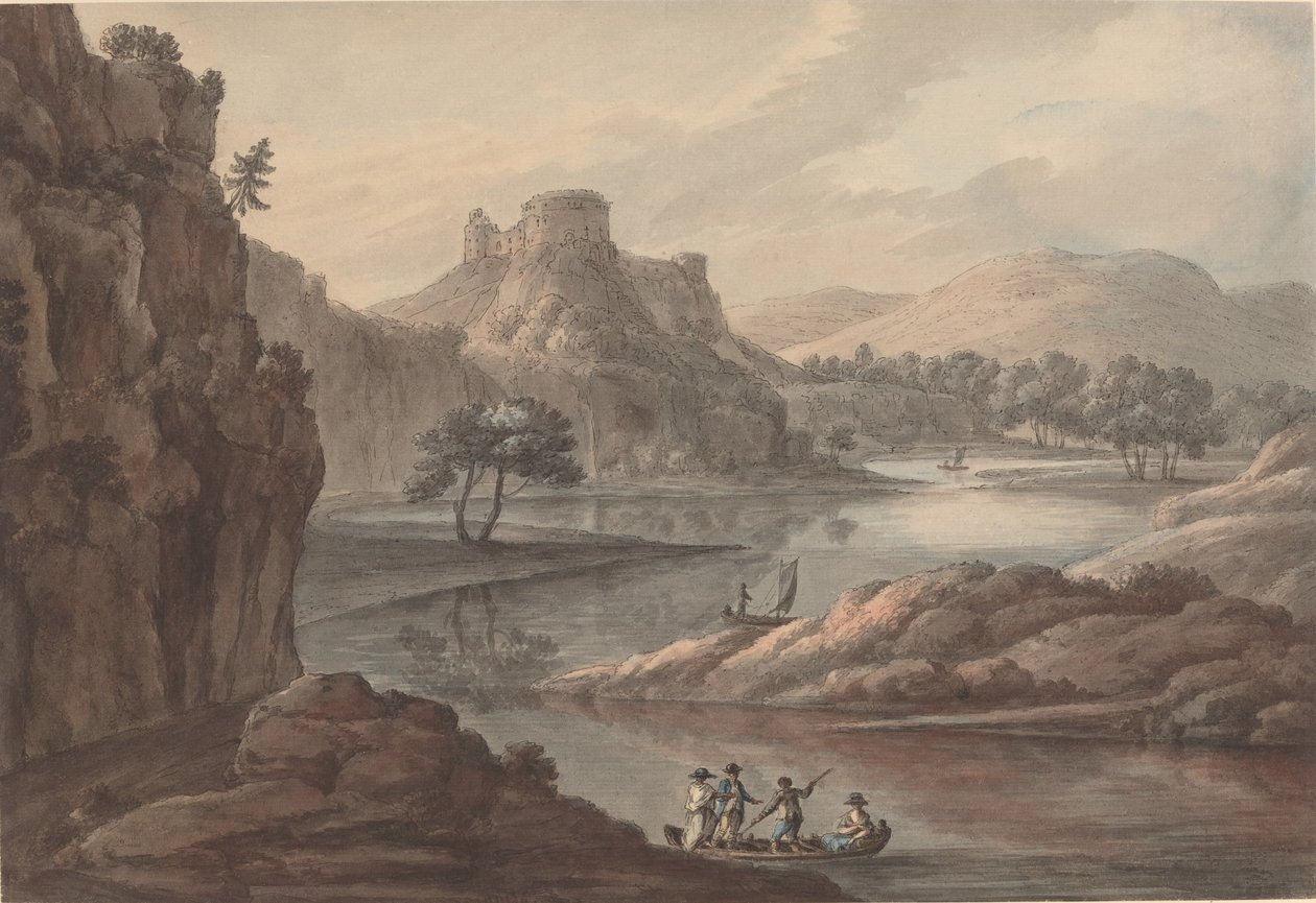Flodlandskap med ett slott av Robert Adam