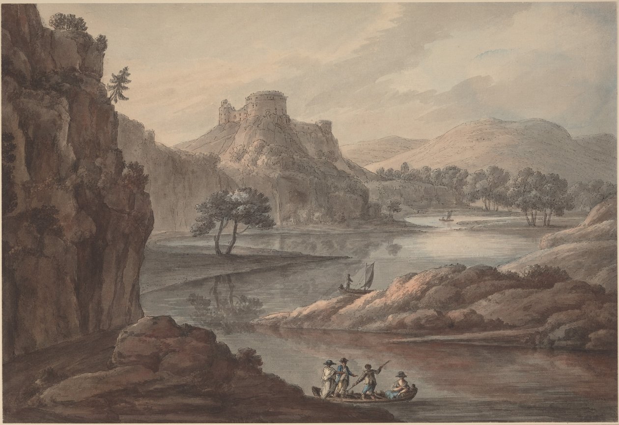Flodlandskap med ett slott av Robert Adam