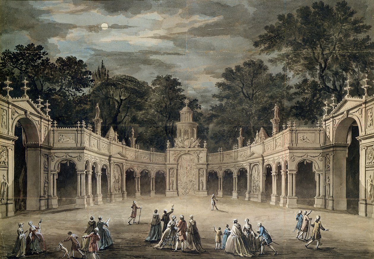 The Illuminations at Buckingham House för kung George III:s födelsedag, 4 juni 1783 (penna och wc) av Robert Adam