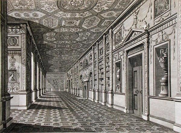 Biblioteket i Syon House, byggt 1760-69 (gravyr) av Robert Adam