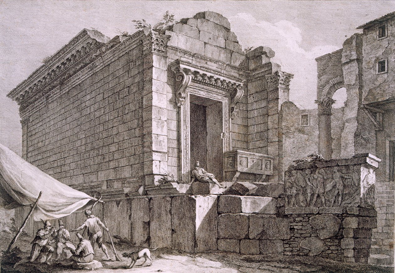 Utsikt över Aesculapius tempel, pub. 1764. av Robert Adam