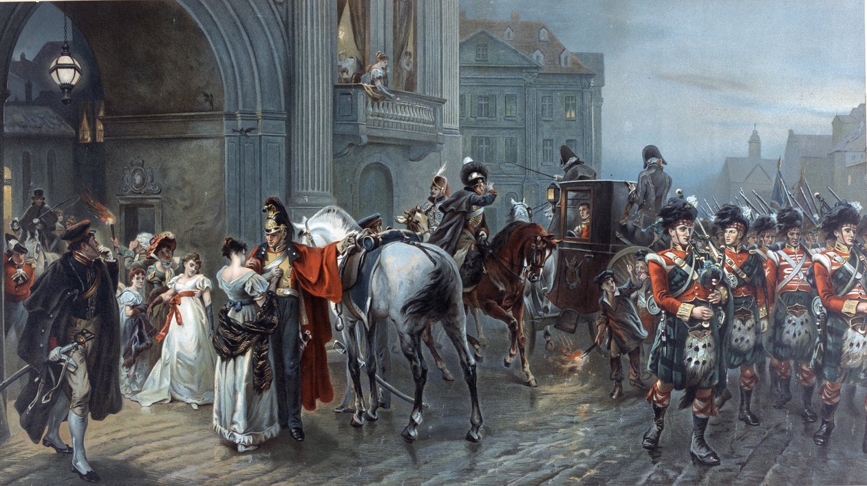 Kallad till Waterloo, Bryssel 1815, ca 1898 av Robert Alexander Hillingford