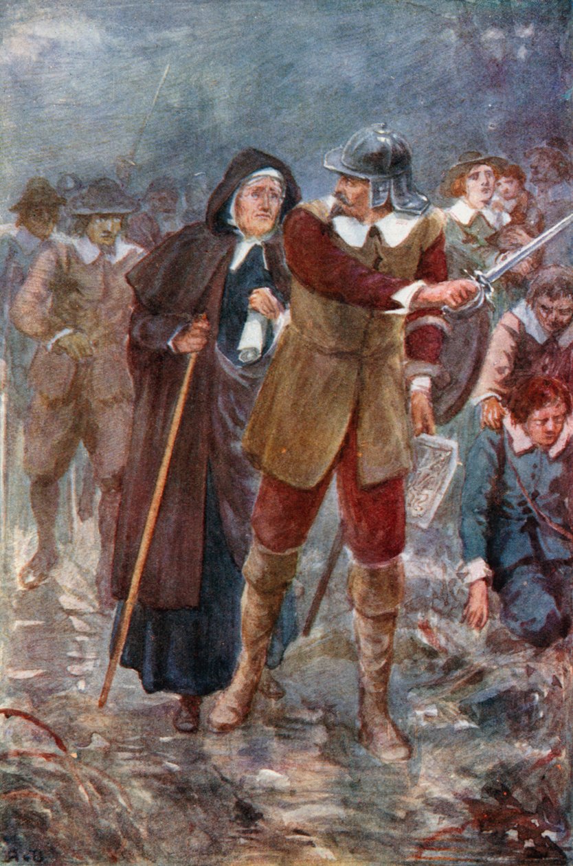 Pilgrimerna i den förtrollade marken (färglitografi) av Robert Ambrose (after) Dudley