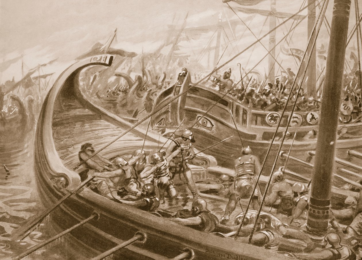 Phocaen-flottan besegrar karthagerna, illustration från 