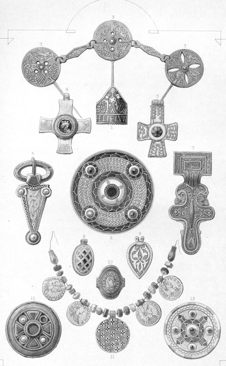 anglosaxiska reliker. Personliga prydnader av guld och brons, 1886 av Robert Anderson