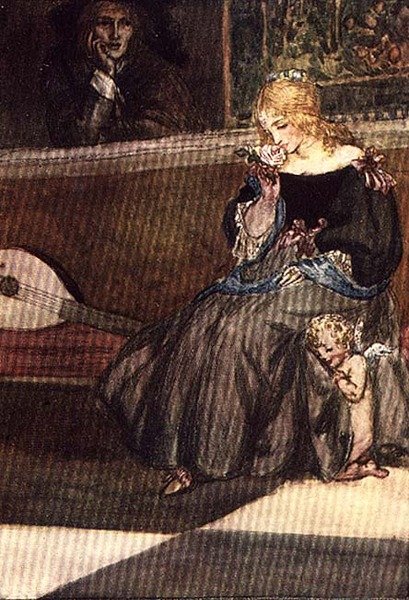 Go, Lovely Rose!, från Palgraves Golden Treasury, publicerad 1907 (färg litho) av Robert Anning Bell