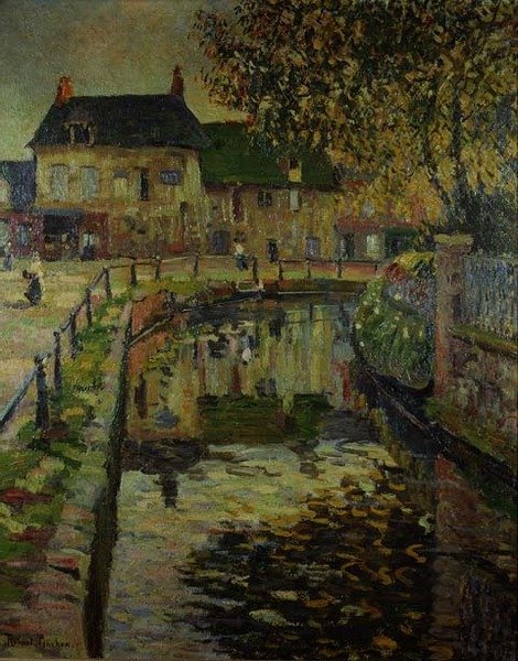 Kanal genom en by av Robert Antoine Pinchon