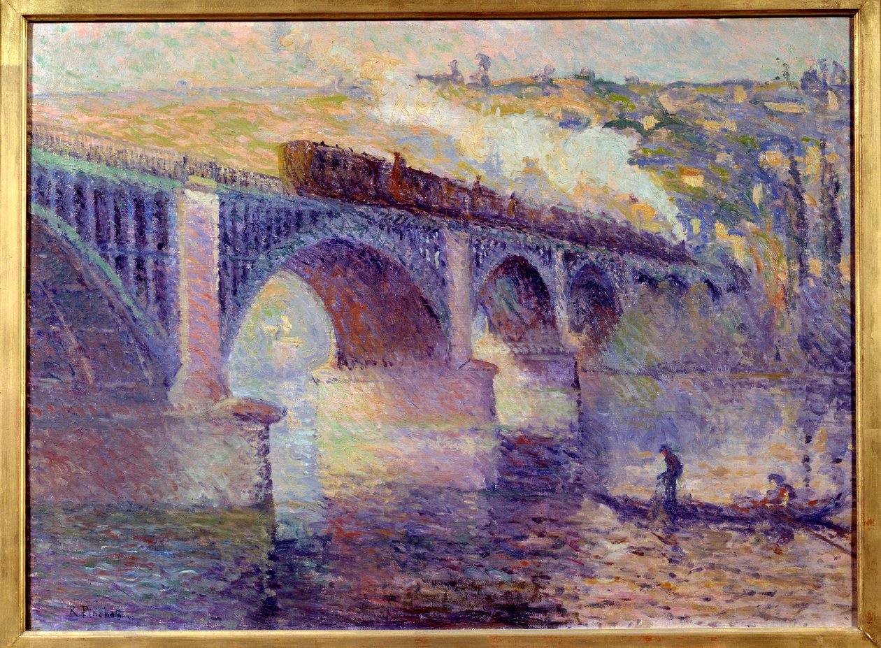 Le pont aux Anglais, solnedgången Målning av Robert Pinchon (1886-1943) 1900-talets sön. 0,52x0,73 m Rouen, Museum of Fine Arts av Robert Antoine Pinchon