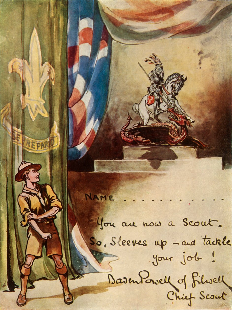 Design för scoutregistreringskort, 1944. av Robert Baden Powell