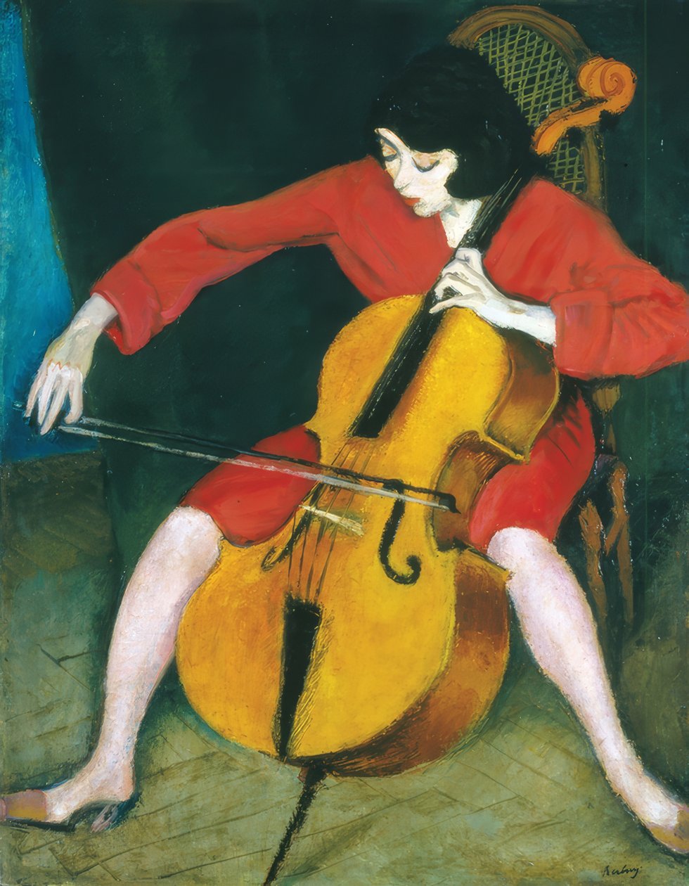 Kvinna som spelar cello av Robert Bereny