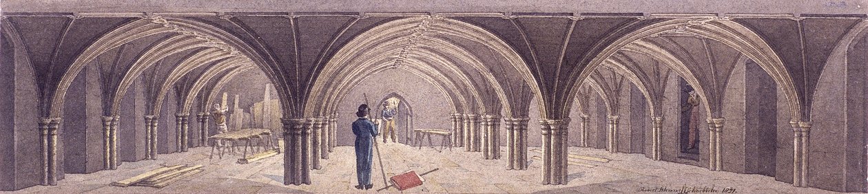 Guildhall Crypt, London, 1821 av Robert Blemmell Schnebbelie