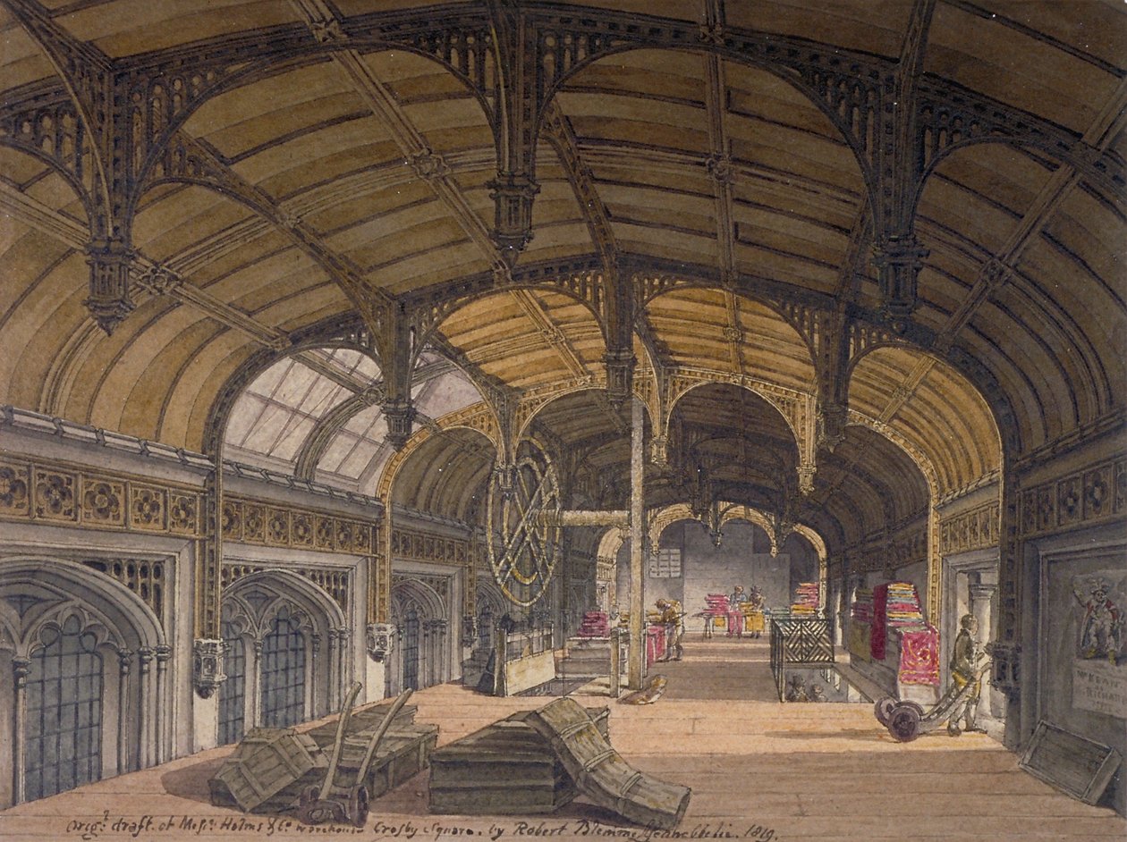 Interiörvy av Crosby Hall på nr 36 Bishopsgate, City of London, 1819 av Robert Blemmell Schnebbelie