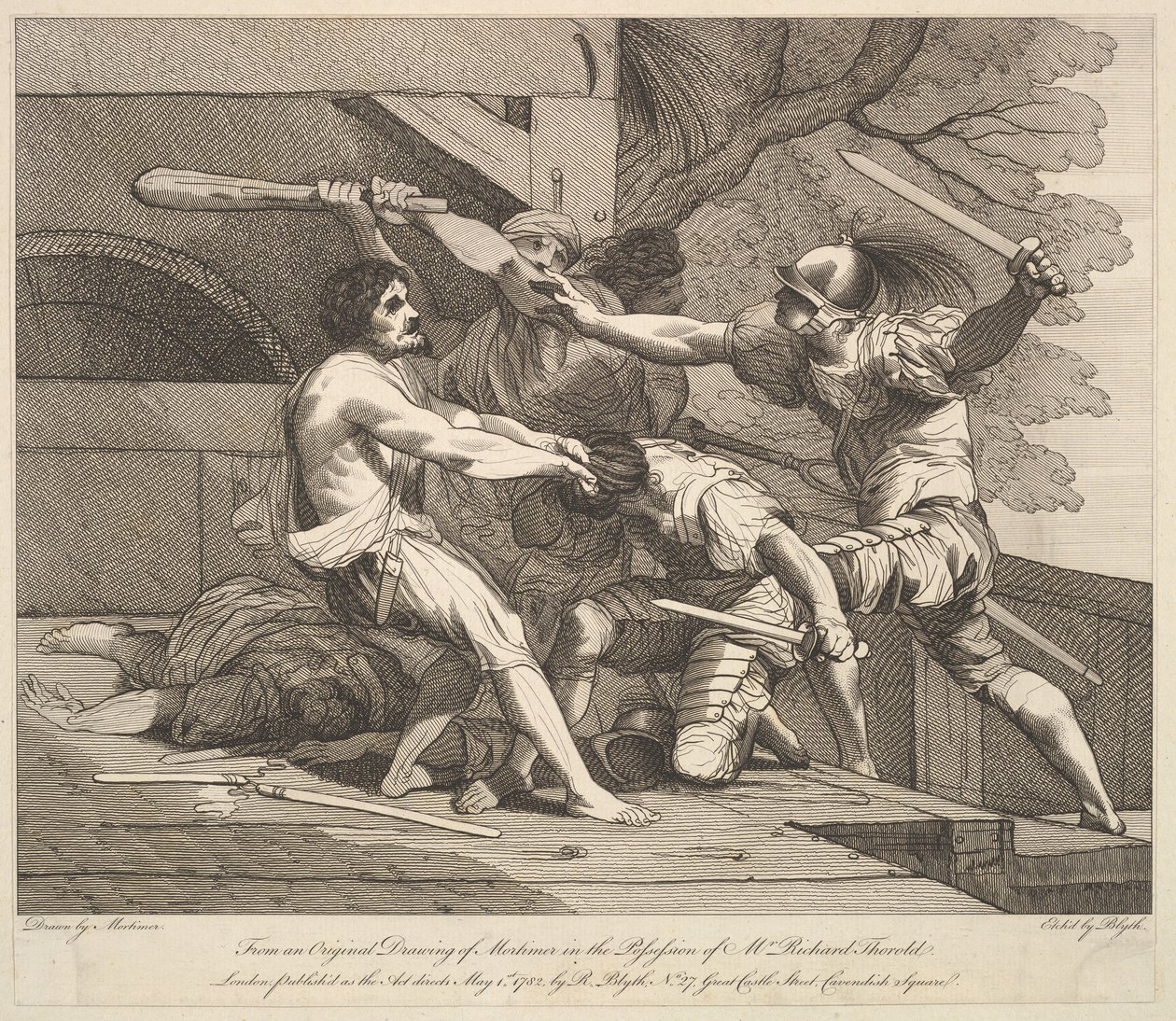 Stormar ett bandittifäste, 1 maj 1782. av Robert Blyth