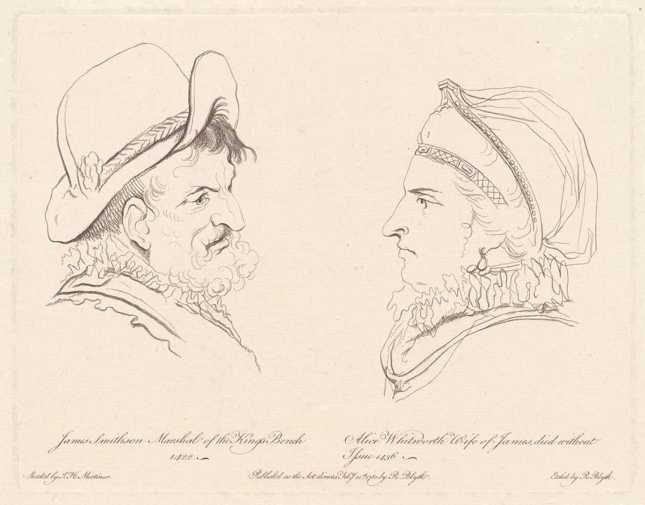 James Smithson och Alice Whitworth av Robert Blyth, after John Hamilton Mortimer