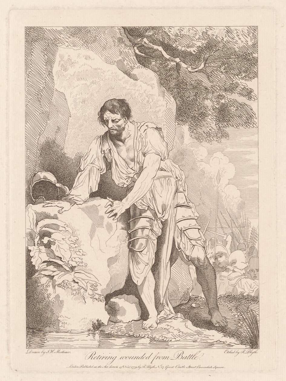 Avgår skadad från strid av Robert Blyth, after John Hamilton Mortimer
