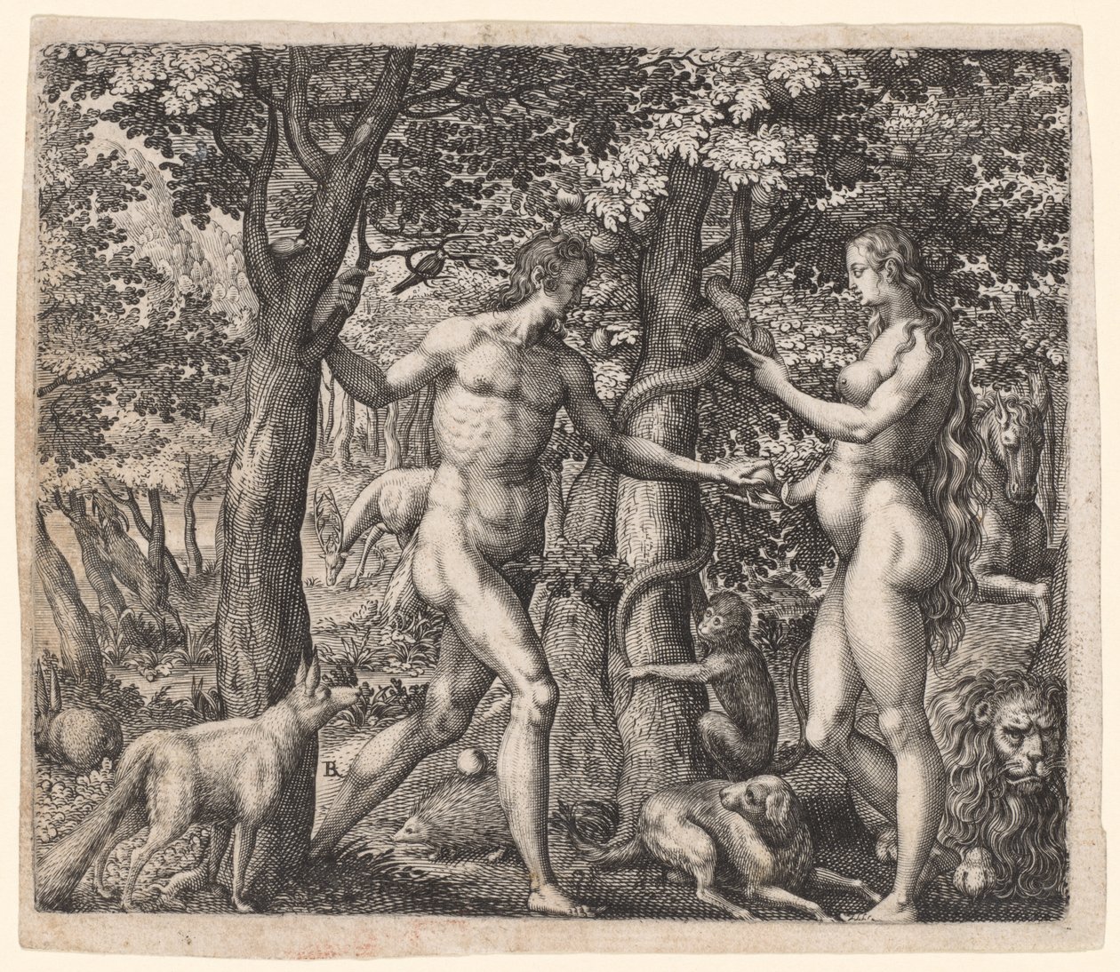 Adam och Eva, sent 1500-tal. av Robert Boissard