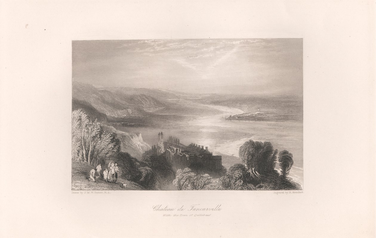Chateau de Tancarville, med staden Quilleboeuf av Robert Brandard
