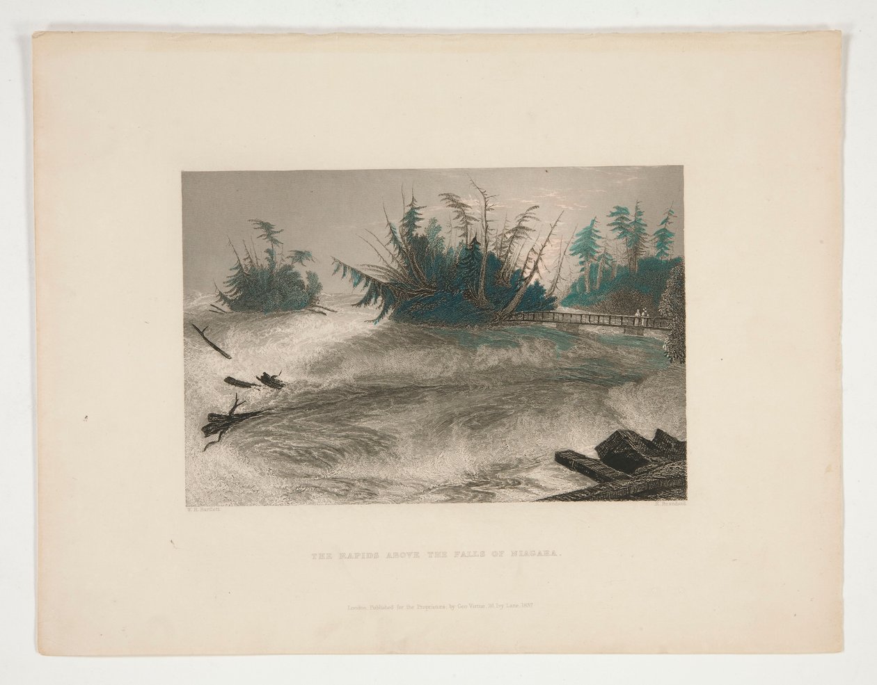 The Rapids Above the Falls of Niagara, illustration för Nathaniel Parker Willis av Robert Brandard