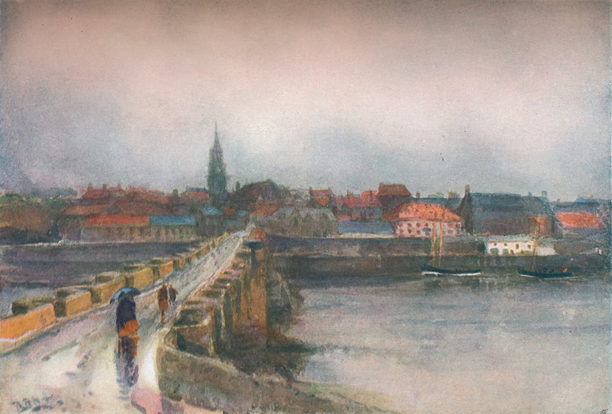 A Wet Day, Old Berwick Bridge, c1877-1906, 1906. av Robert Buchan Nisbet