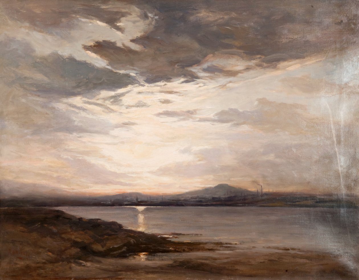 Looking Towards Dundee, Sunset (olja på duk) av Robert Buchan Nisbet