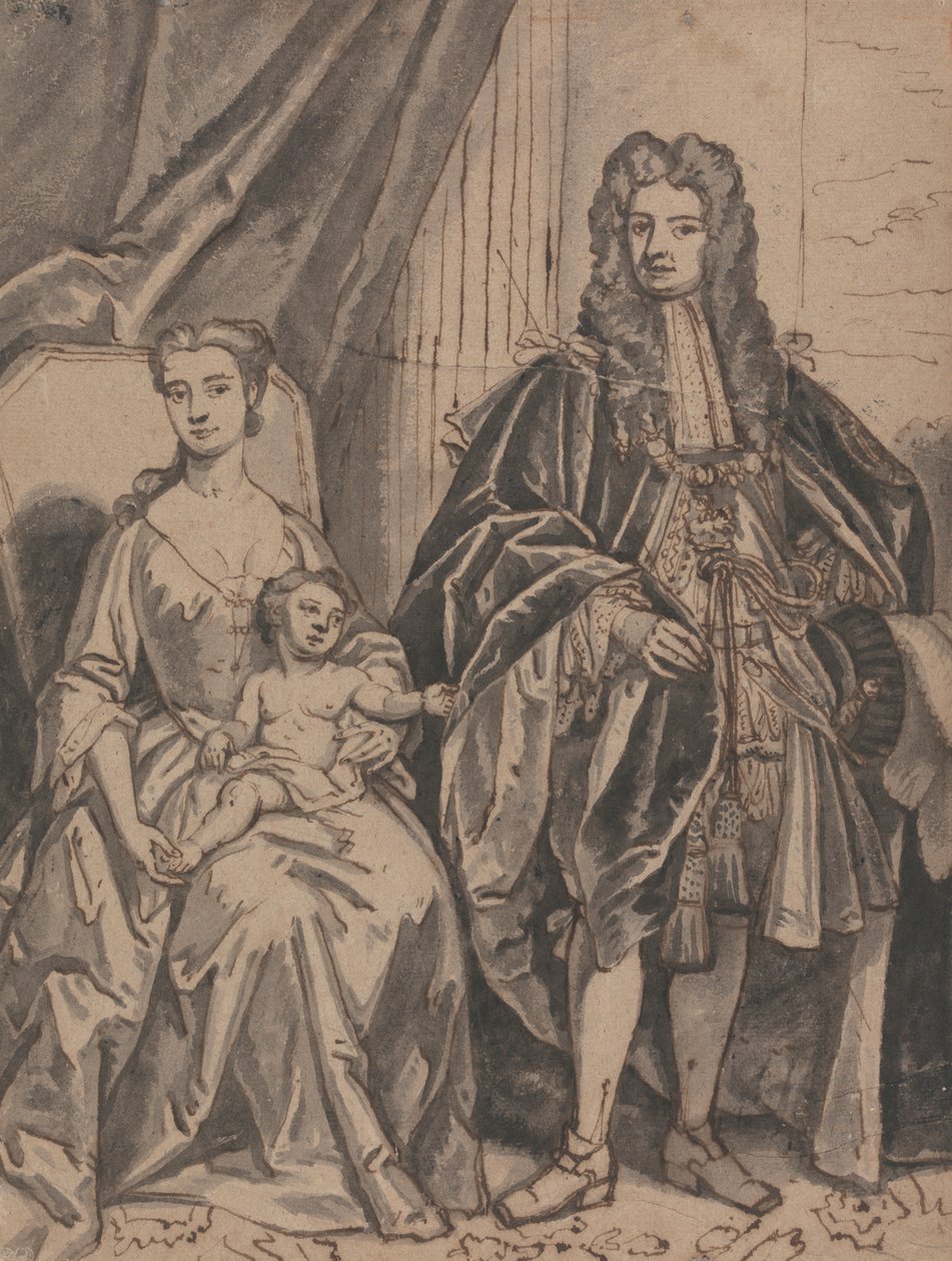 Porträtt av en familj, kallad John Sheffield, hertig av Buckingham och familj av Robert Byng