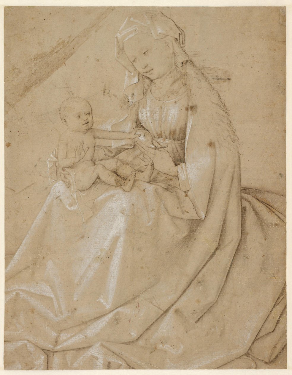 Madonna med Kristusbarnet som håller ett päron av Robert Campin