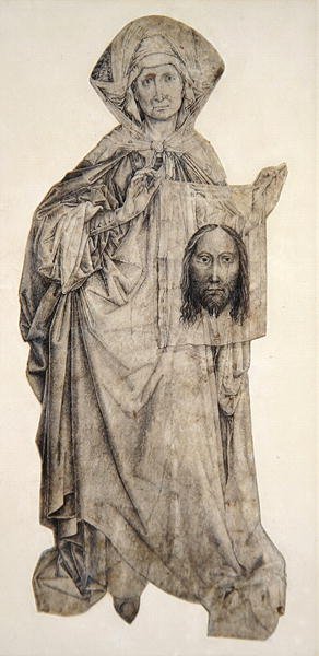 St. Veronica (penna, bläck och indisk bläck tvätt på veläng) av Robert Campin