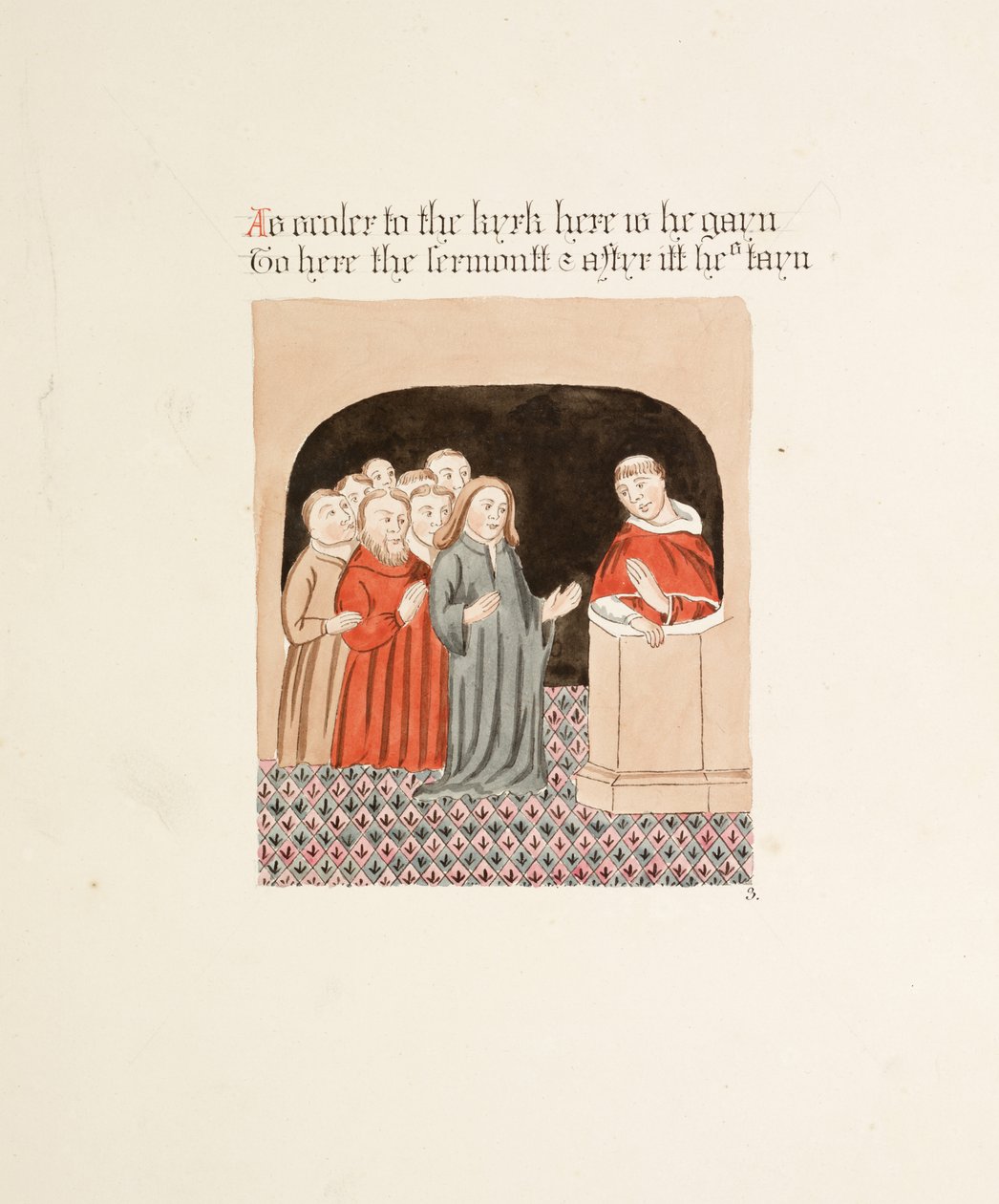 Fröken New Coll 380, f35r. Antikviteterna från Cathedral Church of Saint Mary, Carlisle, ritade av Robert Carlile, 1795 (penna och bläck och wc på papper) av Robert Carlile