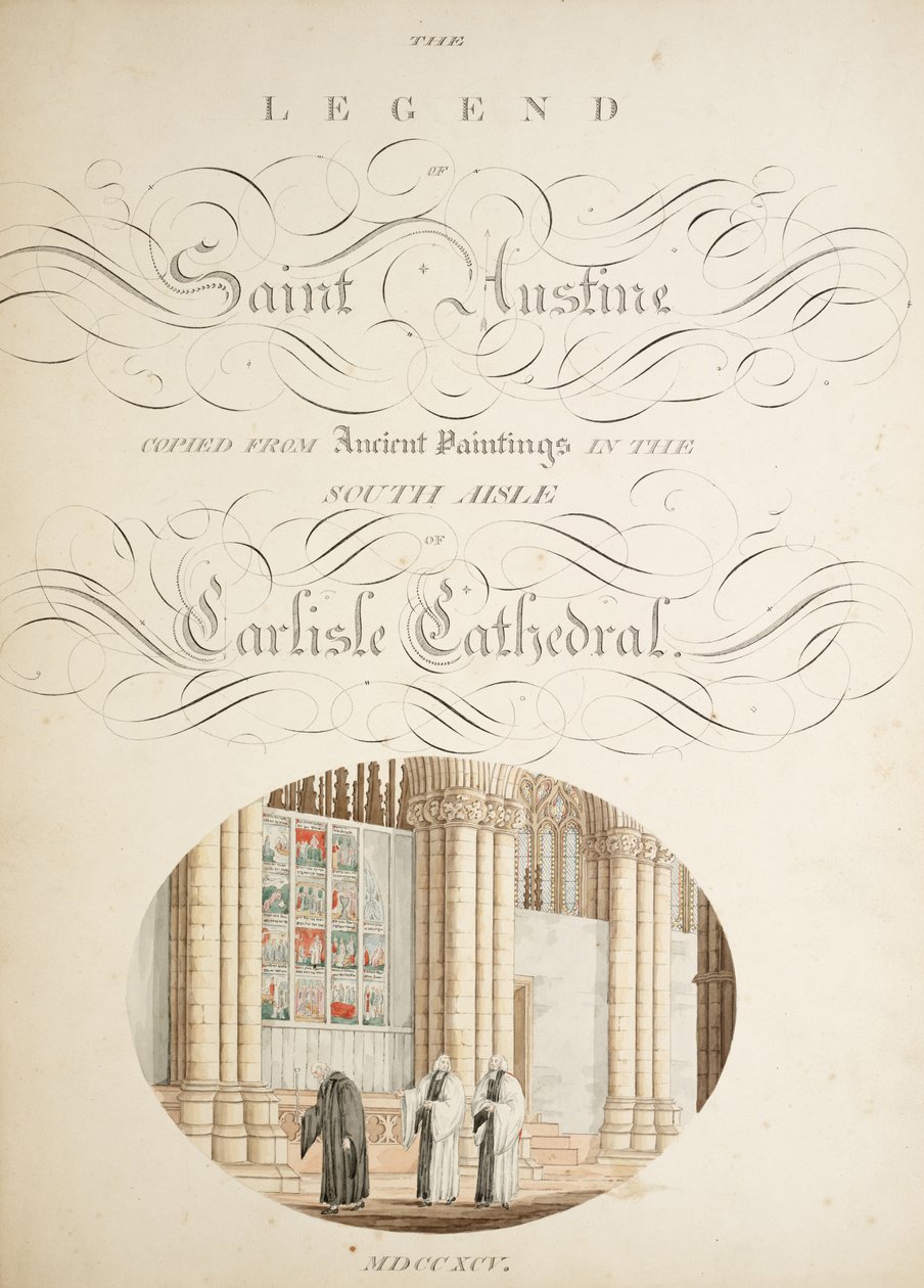 Ms. New Coll 380, f9r. Antikviteterna från Cathedral Church of Saint Mary, Carlisle, ritade av Robert Carlile, 1795 (penna och bläck och wc på papper) av Robert Carlile