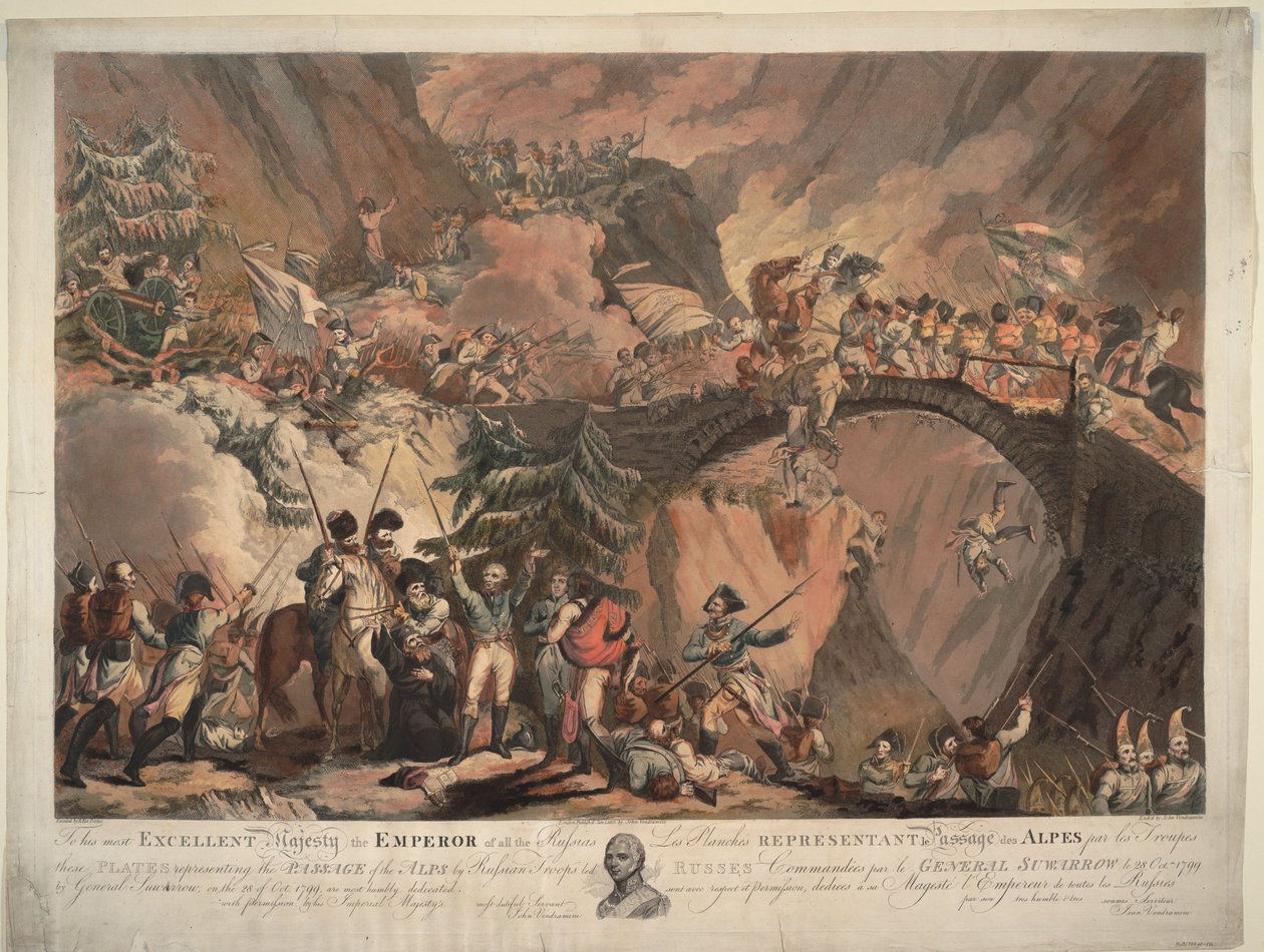 Armé av Alexander Suvorov korsar Alperna 1799, 1805 av Robert Carr Porter