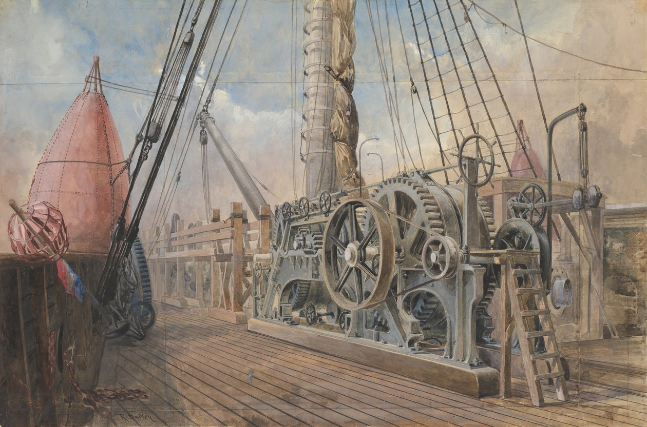 Deck of the Great Eastern, the Cable Trough, etc., 1866, 1865-66. av Robert Charles Dudley