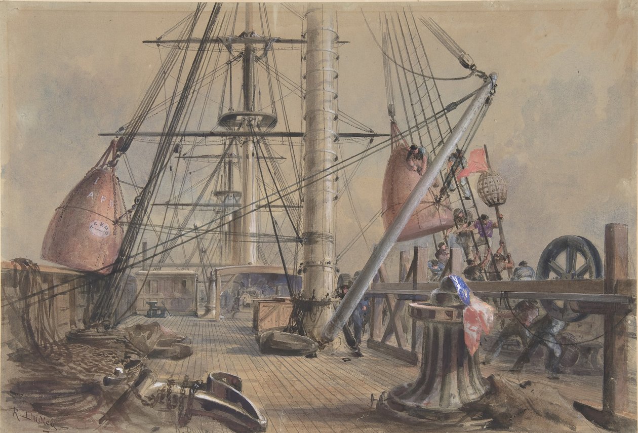 Getting Out One of the Great Booys: The Deck of the Great Eastern Looking From..., 1865-66. av Robert Charles Dudley