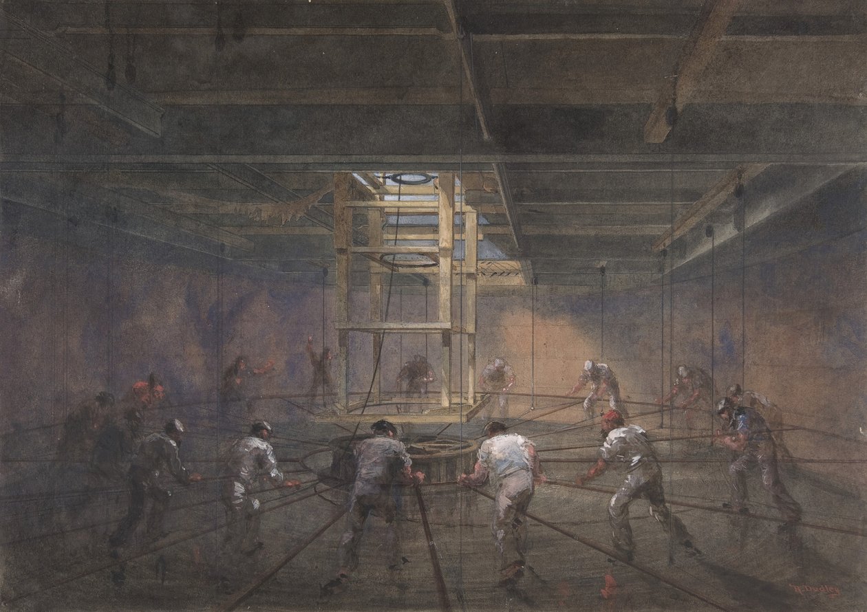 Vy över det inre av en av stridsvagnarna ombord på Great Eastern, 1865-66. av Robert Charles Dudley