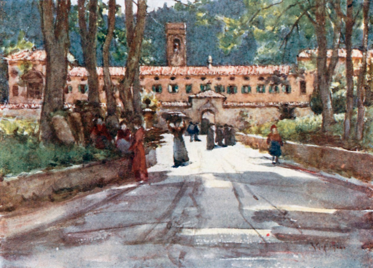 Det gamla klostret i Vallombrosa (färglitografi) av Robert Charles Goff